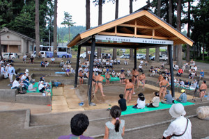 朝稽古会場となった浅原神社相撲場の画像