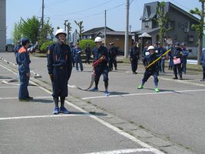 魚沼市で魚沼市消防団と合同訓練