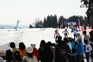 おおぜいの観客の前を滑る選手の画像