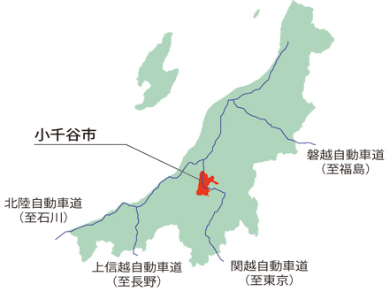 新潟県の中の小千谷市の位置