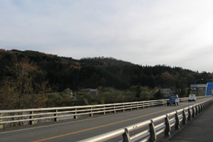 魚沼橋から見た函山城の全景の画像